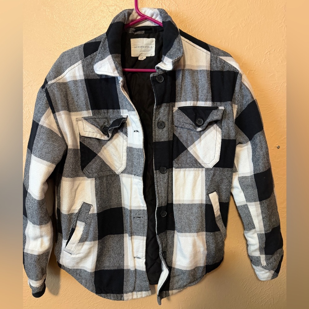 Aeropostale Black and White Plaid Jacket